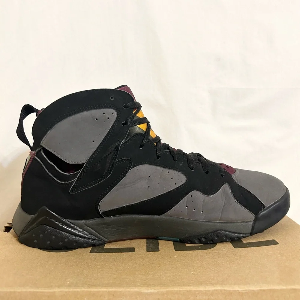 Jordan Men's High-Top Sneakers in Black and Gray with Burgundy Jumpman